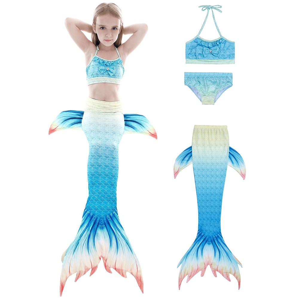 Kids Girls Women Adult Sparkle Mermaid Tail Monofin Swimmable Tail Swimwear Swimming Costumes 